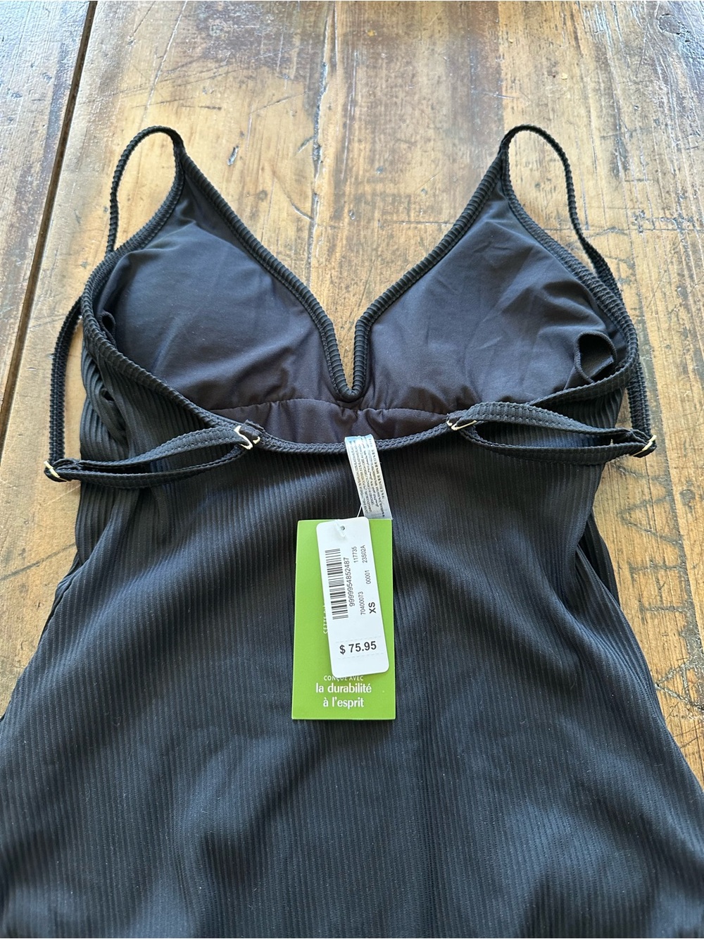 NWT La Vie En Rose Black Ribbed One-Piece Swimsuit XS - Picture 3 of 3